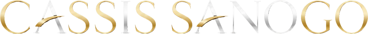 Logo officiel Cassis Sanogo en lettres dorées et blanches