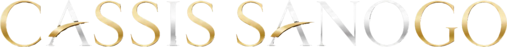 Logo officiel Cassis Sanogo en lettres dorées et blanches