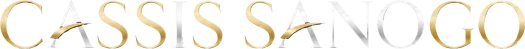 Logo officiel Cassis Sanogo en lettres dorées et blanches